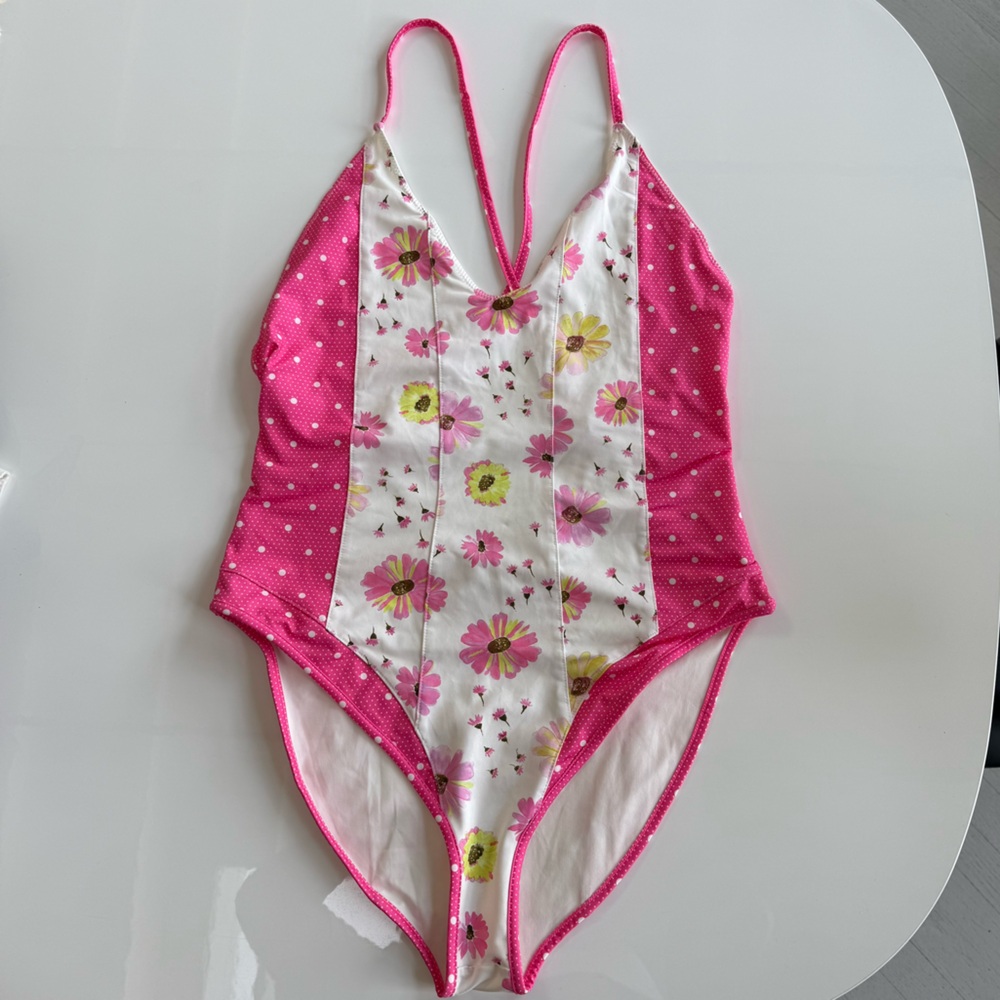 Floral Pink and White Swimsuit